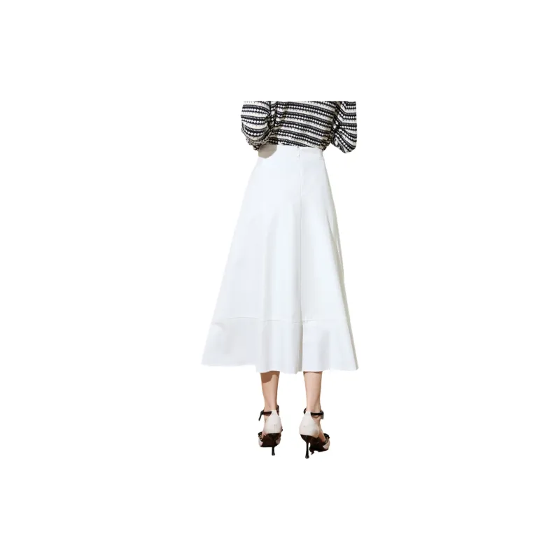 SMEN Casual Long Skirts Women's White-1