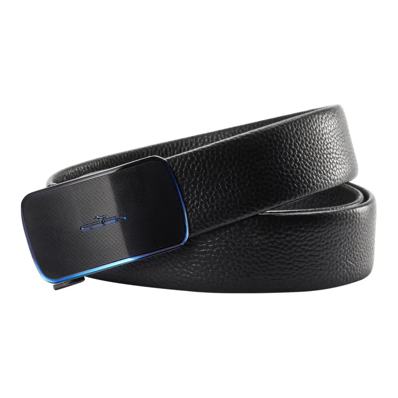 SEVEN Automatic Buckle, Non Fraying Pleats Cow Leather Belts Men's 3.0cm-1
