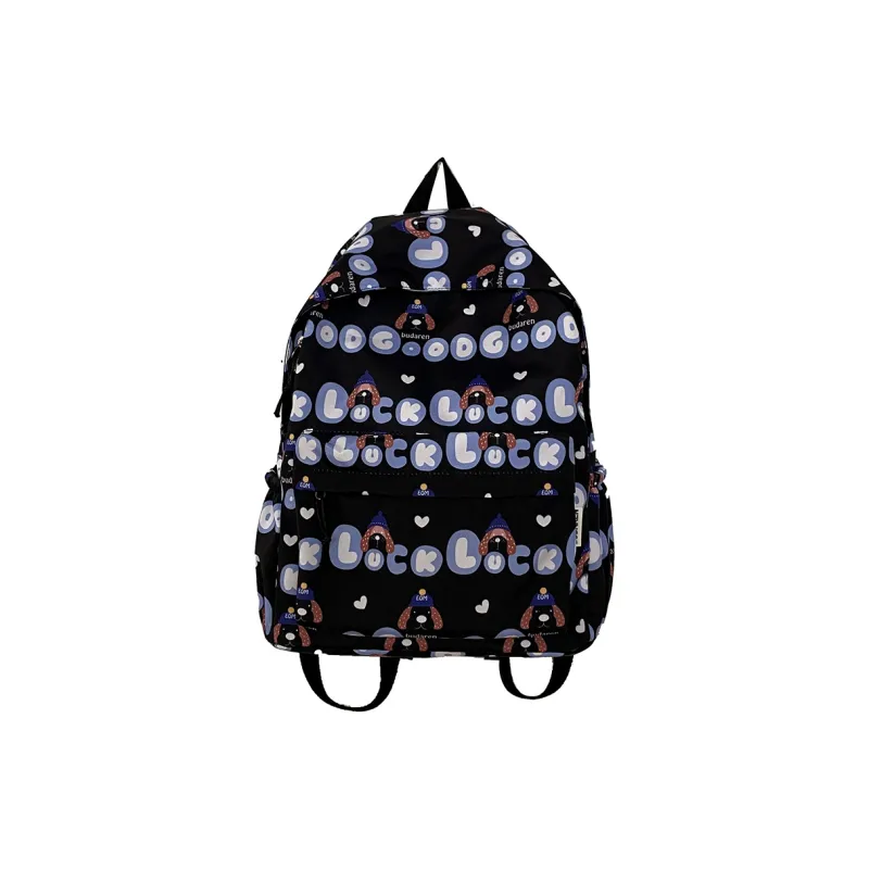 Parker Bear Nylon Backpack Regular Unisex Black White Pink Blue Green-0