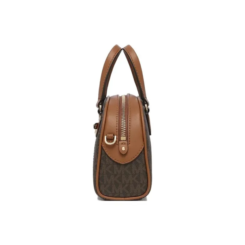 MICHAEL KORS Artificial Leather With Cow Leather Bowling Bag, Handbag, Shoulder Bag, Crossbody Bag Women's Dark Brown-3