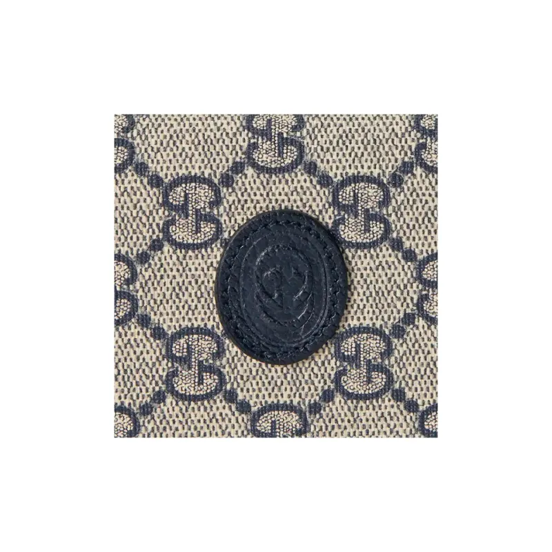 GUCCI Canvas With Leather Wallet Card Clip Card Holder Men's Beige/Blue-4