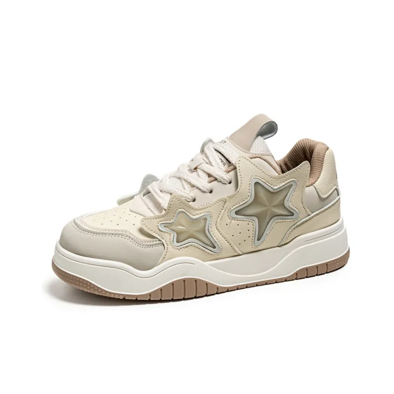 Meiretu Anti Slip Wear Resistant Low Top Skateboard Shoes Men's Beige-2