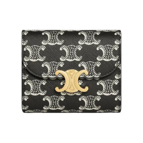 CELINE Triomphe Canvas Wallet Small Size Women's Black