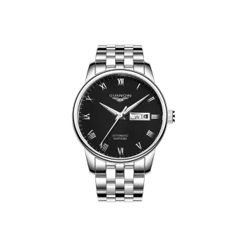 GUANQIN GUANQIN GJ16025 Mechanical Movement Stainless Steel Watchband Watch Men's Watches Black Dial