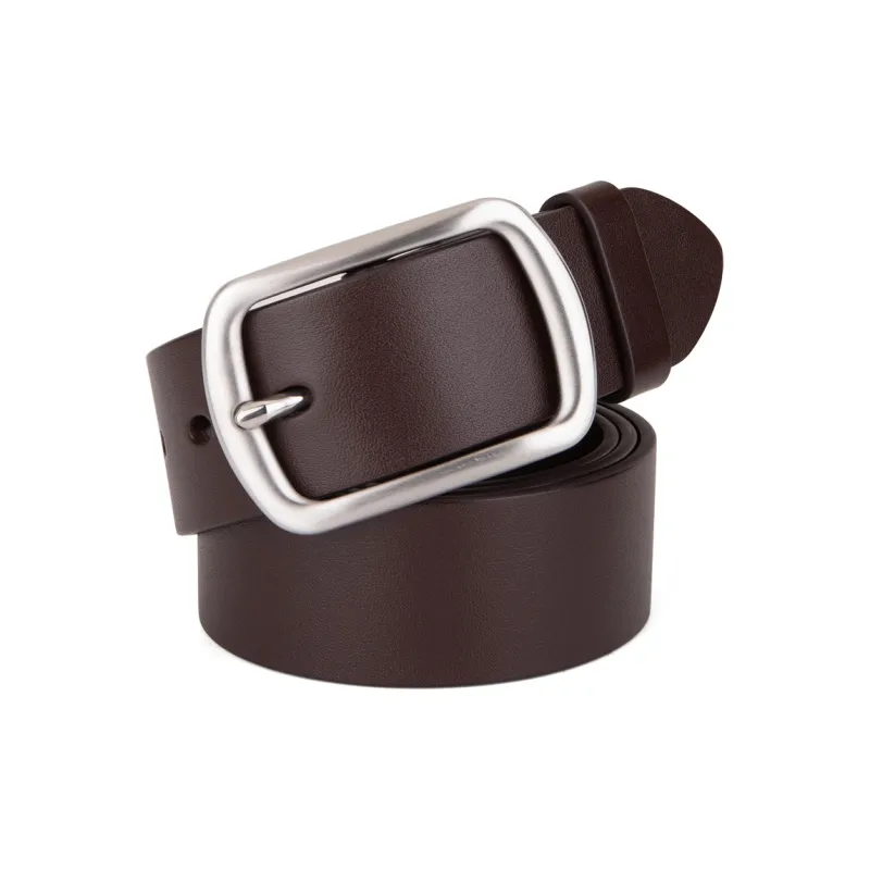 Cows Reign Business Stainless Steel Cross Pin Buckle Genuine Leather Belts Men's-1