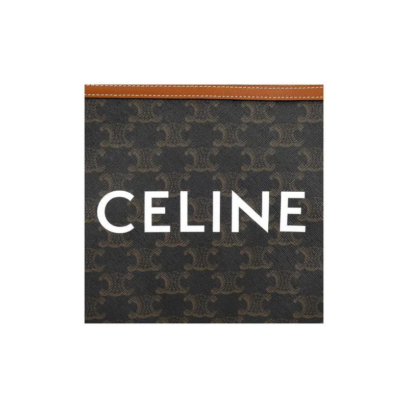 CELINE Triomphe Sheepskin Clutch Small Size Women's Tawny-4