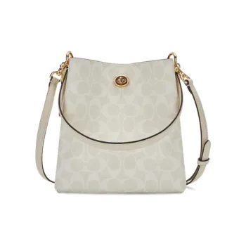 COACH Charlie PVC Bucket Bag, Tote Bag, Shopping Bag, Handbag, Shoulder Bag Women's Ivory Gray & Glacier White