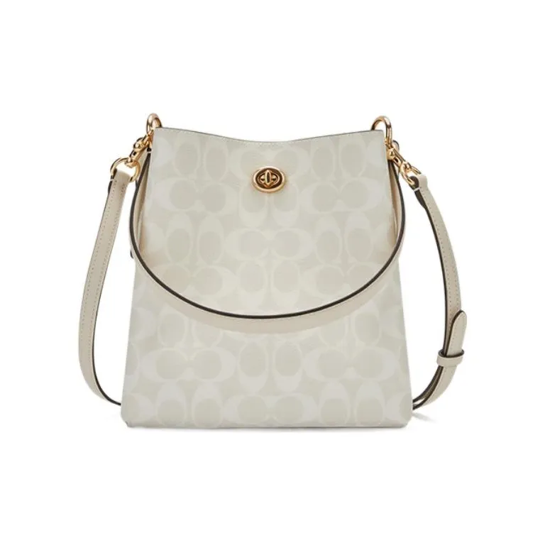 COACH Charlie PVC Bucket Bag, Tote Bag, Shopping Bag, Handbag, Shoulder Bag Women's Ivory Gray & Glacier White-0