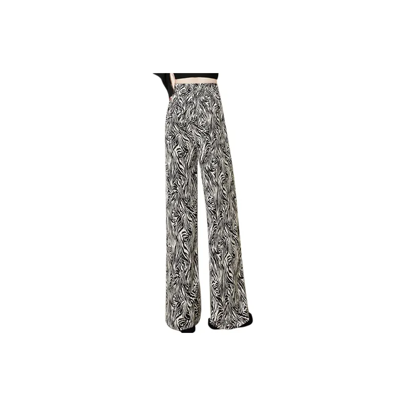 Cypress House Casual Pants Women's White With Black Floral Pattern-1
