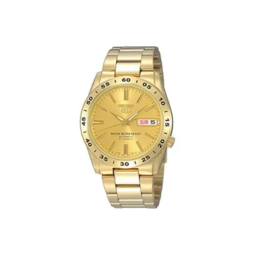 SEIKO Automatic Mechanical Movement Stainless Steel Strap Watch Unisex Gold Dial