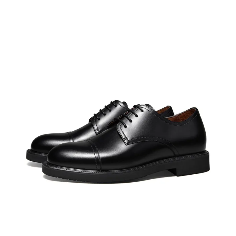 Zuti Business Versatile Calfskin Derby Shoes Dress Shoes Men's Black-1