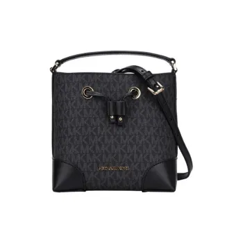 MICHAEL KORS Mercer Canvas Polyurethane Bucket Bag Handbag Shoulder Bag Crossbody Bag Small Size Women's Black