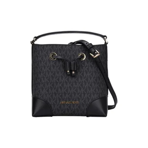 MICHAEL KORS Mercer Canvas Polyurethane Bucket Bag Handbag Shoulder Bag Crossbody Bag Small Size Women's Black
