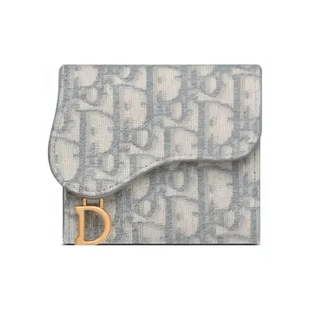 DIOR Saddle Jacquard Card Holders Coin Purses Wallets Medium Size Women's Gray