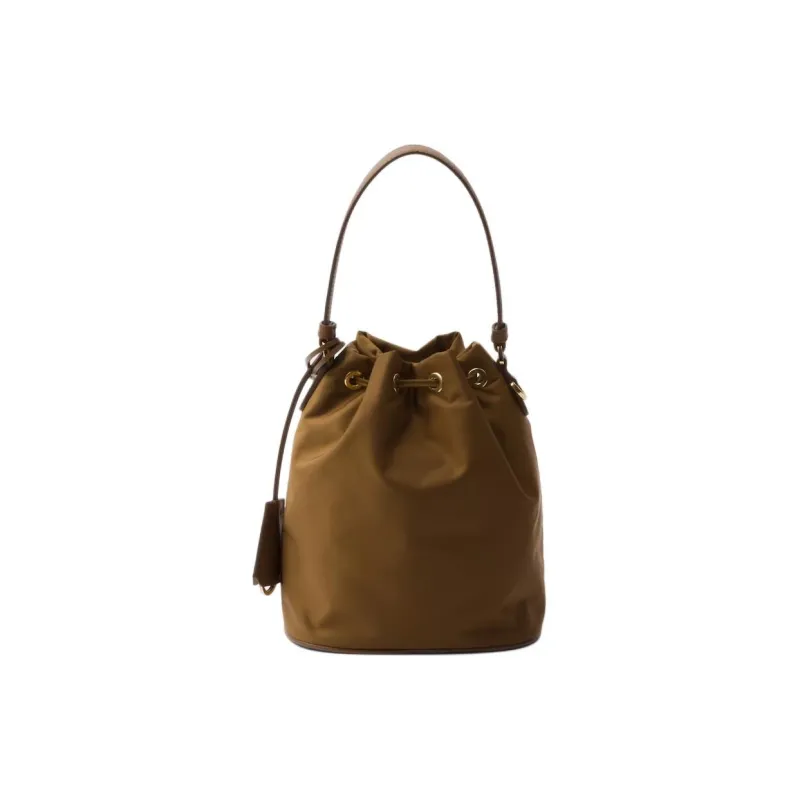 PRADA Re-Edition Fabric With Leather Bucket Bag Handbag Shoulder Bag Crossbody Bag Mini Women's Wooden Brown-2