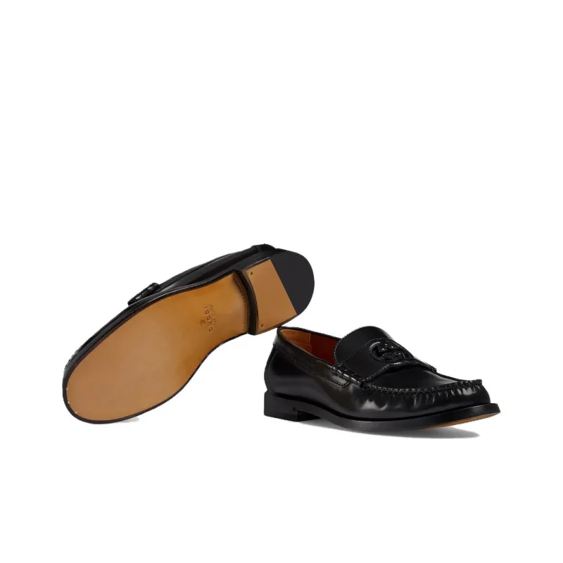 GUCCI Interlocking G Loafers Black-3