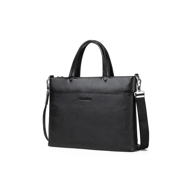 BISON DENIM Top Grain Cow Leather Handbags Briefcases Men's Black-0