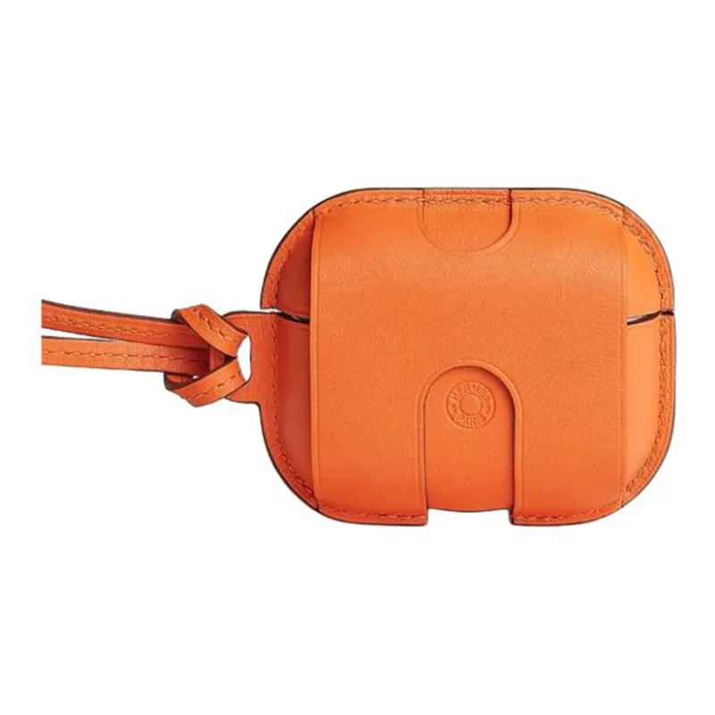 HERMES Swift Leather AirPods Pro Protective Case Earphone Case Unisex Orange-2