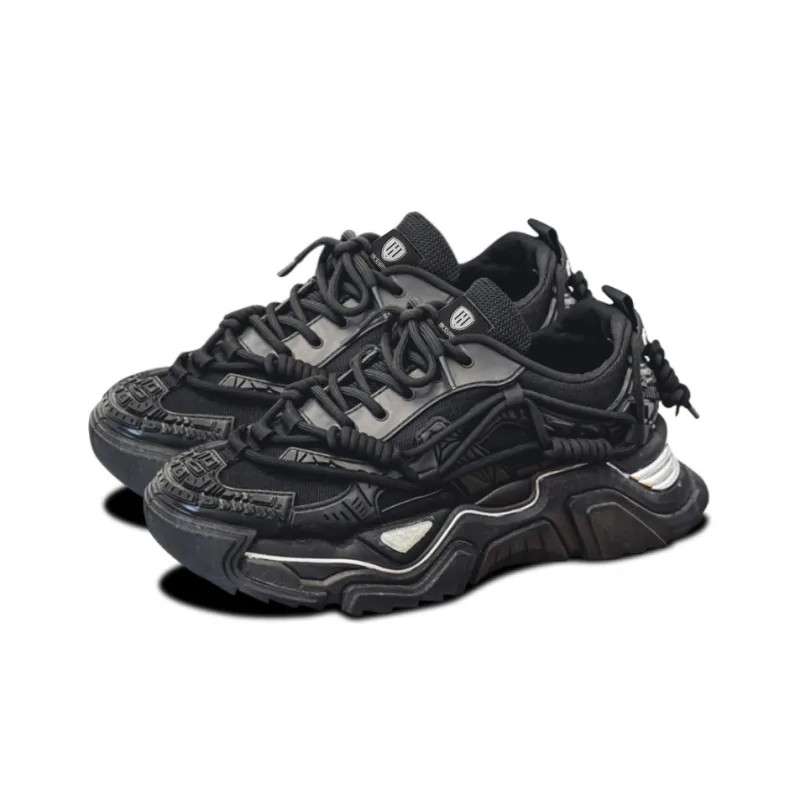 HACKBUTEER Cyber Collection Black Warrior Low Top Chunky Sneakers Unisex Box Limited Edition-3