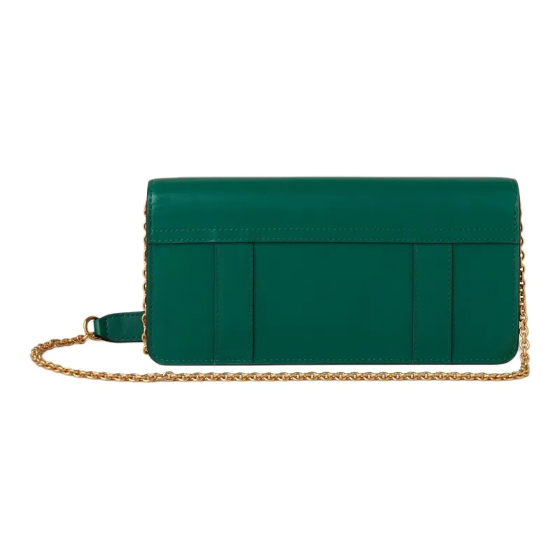 Mulberry Leather One Shoulder Crossbody Clutches Women's Peacock Green-2