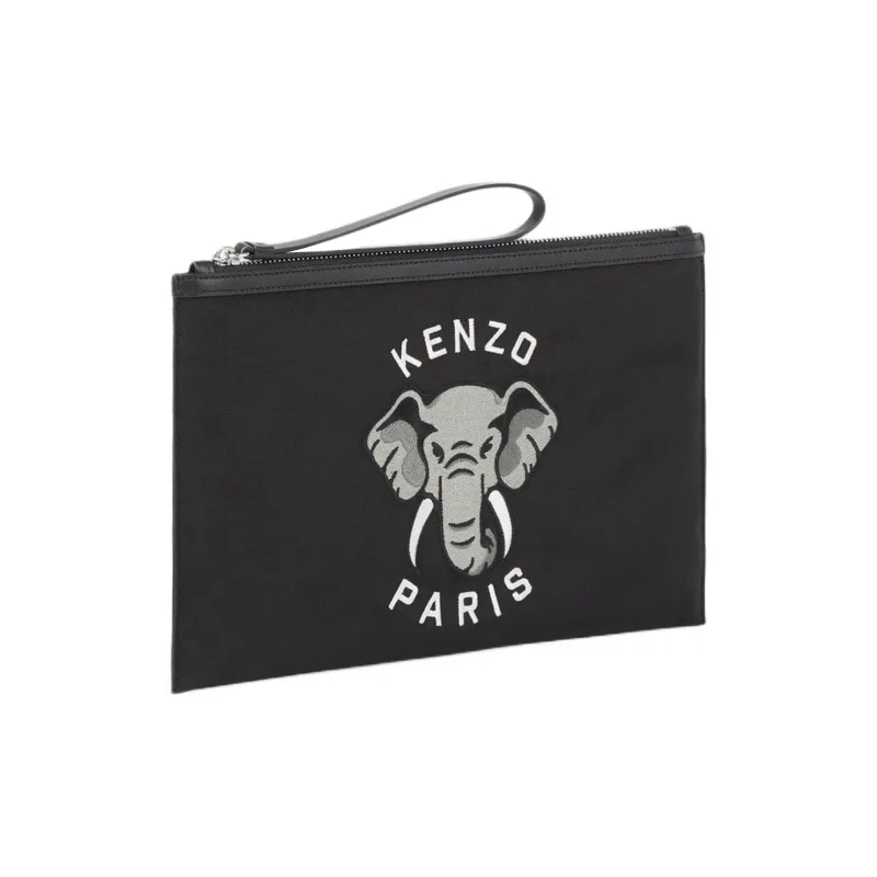 KENZO Polyester Wrist Bag Clutch Tubas Men's Black-1