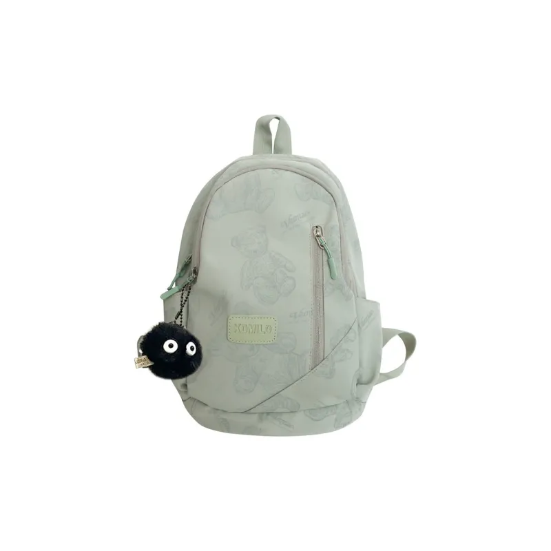 Meow In The Grass Nylon Backpack Medium Size Unisex Green/Black/White-4