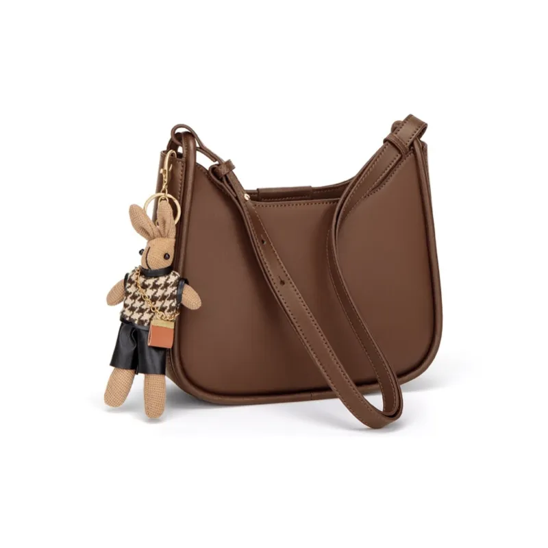 Simvay Clos Cow Leather With Synthetic Leather Bucket Bags Shoulder Bags Medium Size Women's Ecru/Coffee-8