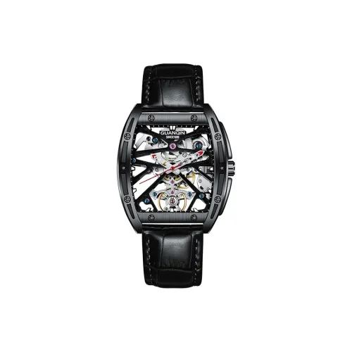 GUANQIN GUANQIN Automatic Mechanical Movement Leather Watch Bands Watch Men's Watches Cut Out Dial