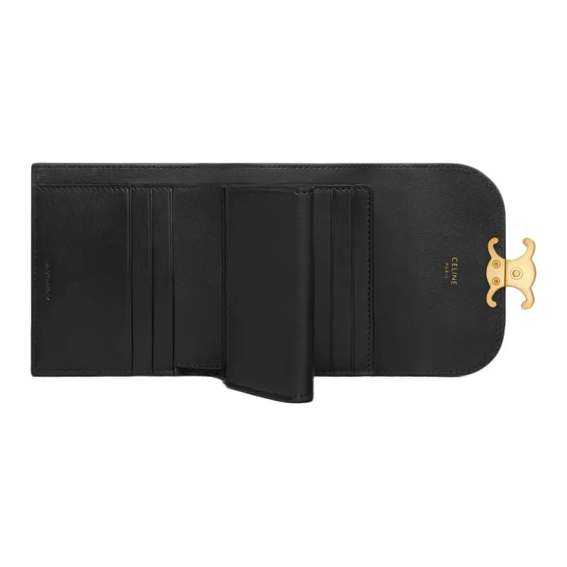 CELINE Triomphe Canvas Wallet Small Size Women's Black-3
