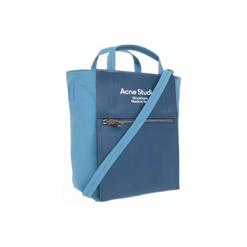 Acne Studios Polyamide With Calfskin Tote Bag Shopping Bag Shoulder Bag Handbag Women's Blue-1