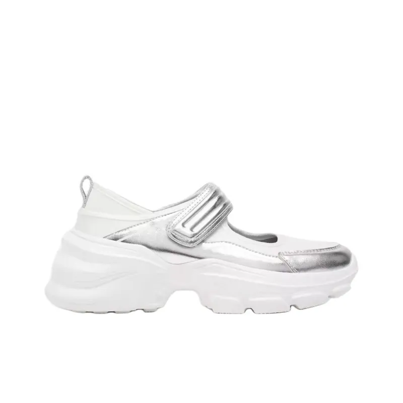 ZARA Low-Top Casual Shoes Women's Silver White-1