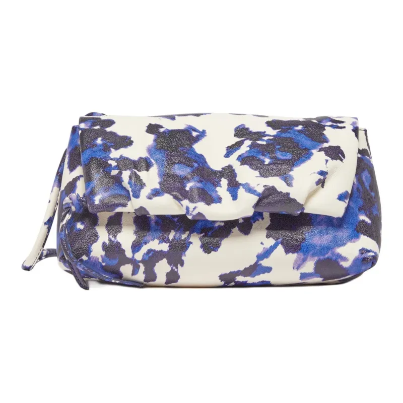 DRIES VAN NOTEN Leather Crossbody Bag Shoulder Bag Women's Dark Blue & White-0