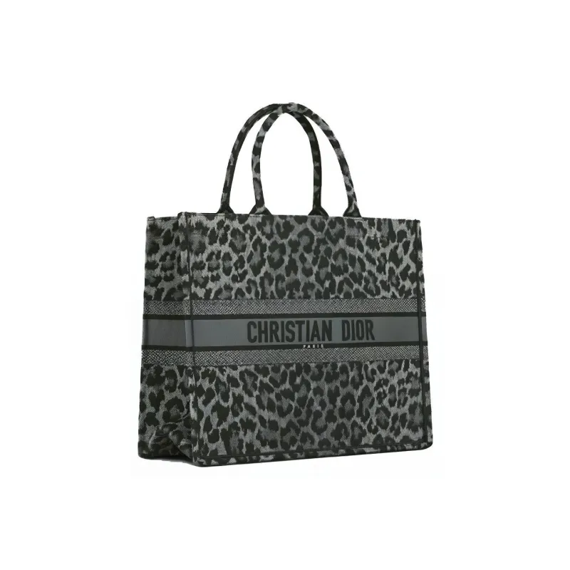 DIOR BookTote Embroidery Tote Bag Shopping Bag Handbag Shoulder Bag Large Size Women's Gray-2