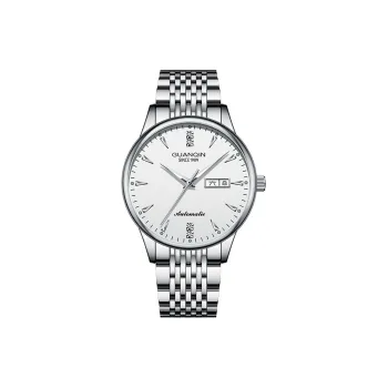 GUANQIN GJ16221 Automatic Mechanical Movement Stainless Steel Watchband Watch Men's Watches White Dial