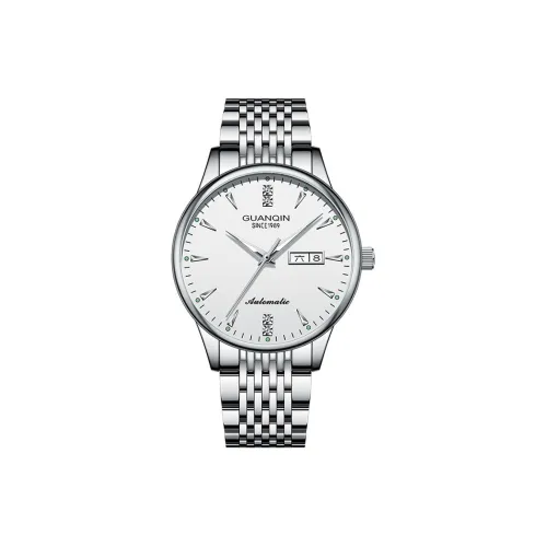 GUANQIN GJ16221 Automatic Mechanical Movement Stainless Steel Watchband Watch Men's Watches White Dial