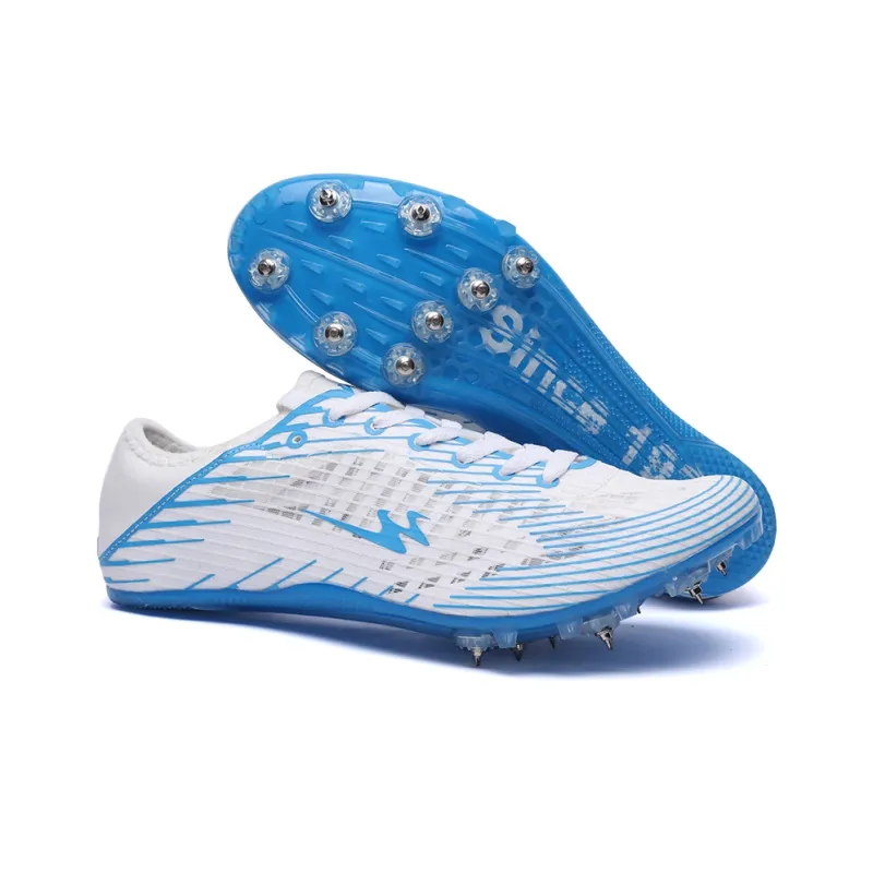 Binary Cushioned Anti-Slip Wear-Resistant Breathable Lightweight Running Shoes Unisex White Blue-3
