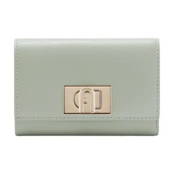 Furla 1927 Collection Leather Wallet Medium Size Women's Light Green