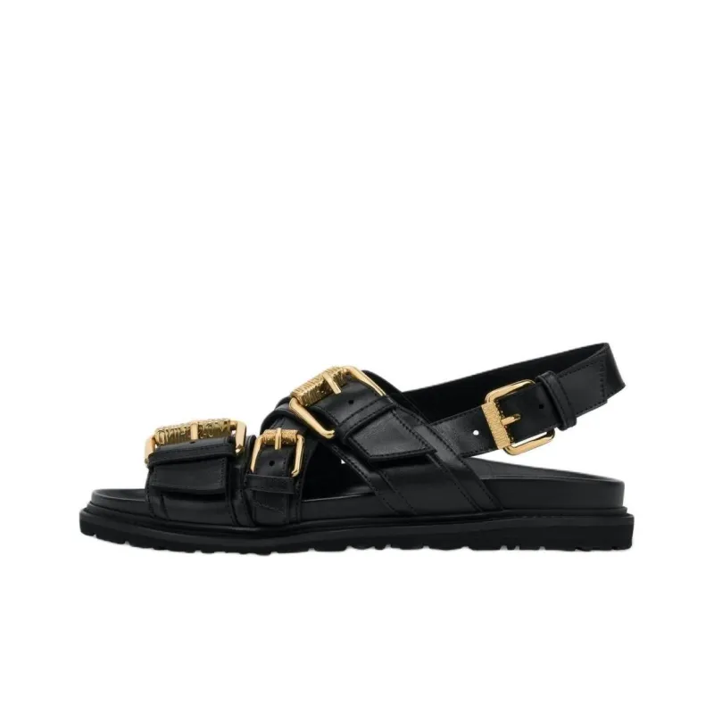 MOSCHINO Logo-plaque Leather Sandals-0