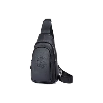 BISON DENIM Top Grain Cow Leather Business Casual Men's Bag Regular Men's Black