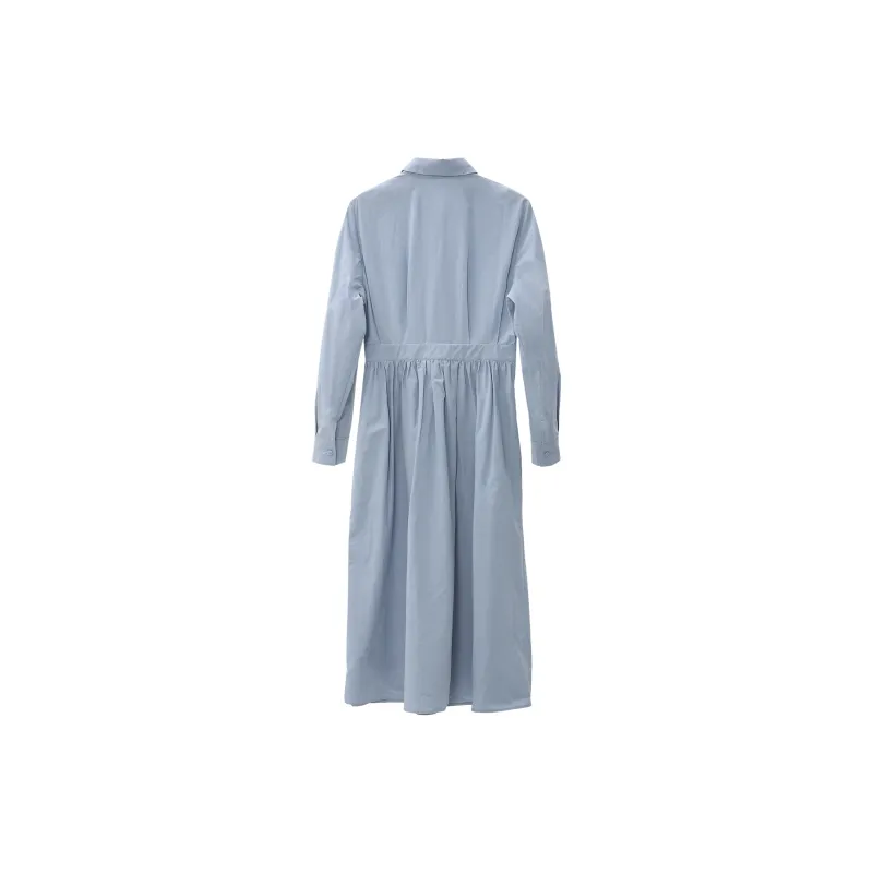 Fstudio Long Sleeved Shirt Dress Women's Blue-1