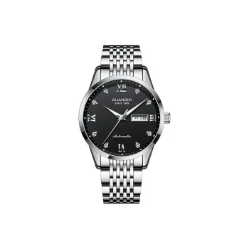 GUANQIN GJ16262 Automatic Mechanical Movement Stainless Steel Watchband Watch Men's Watches Black Dial