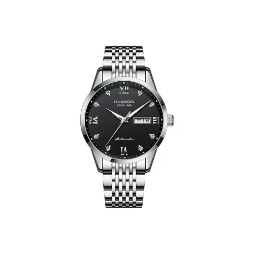GUANQIN GJ16262 Automatic Mechanical Movement Stainless Steel Watchband Watch Men's Watches Black Dial