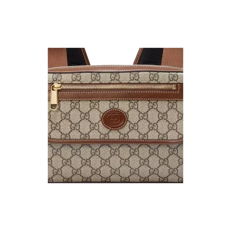 GUCCI Canvas With Leather Backpack Men's Brown/Ebony-7