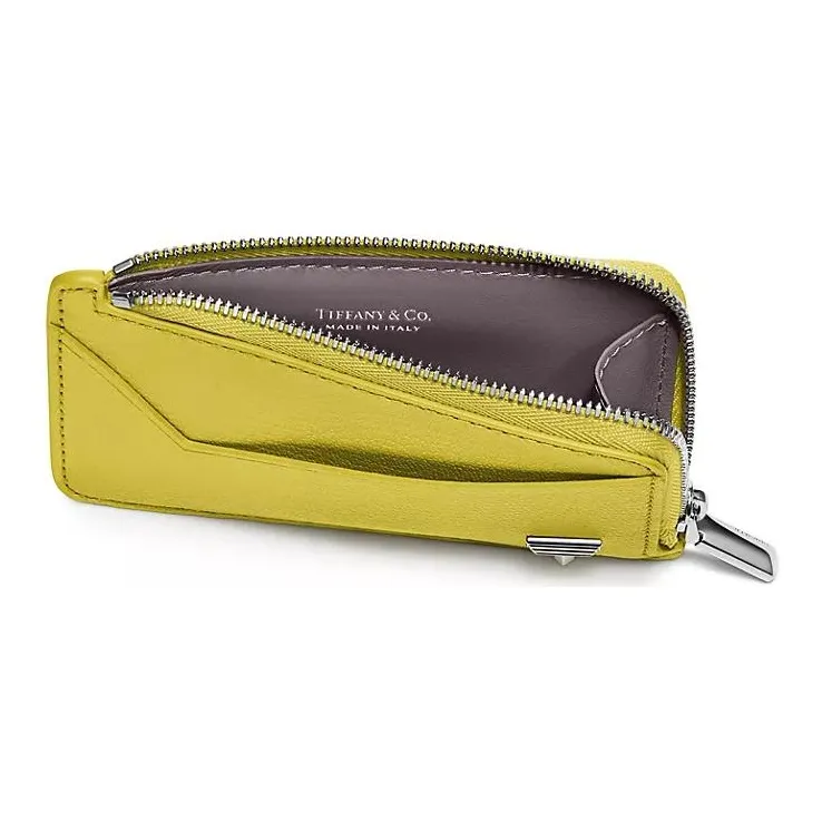 TIFFANY & CO. Tiffany T Goatskin Card Holder Women's Yellow Water-3