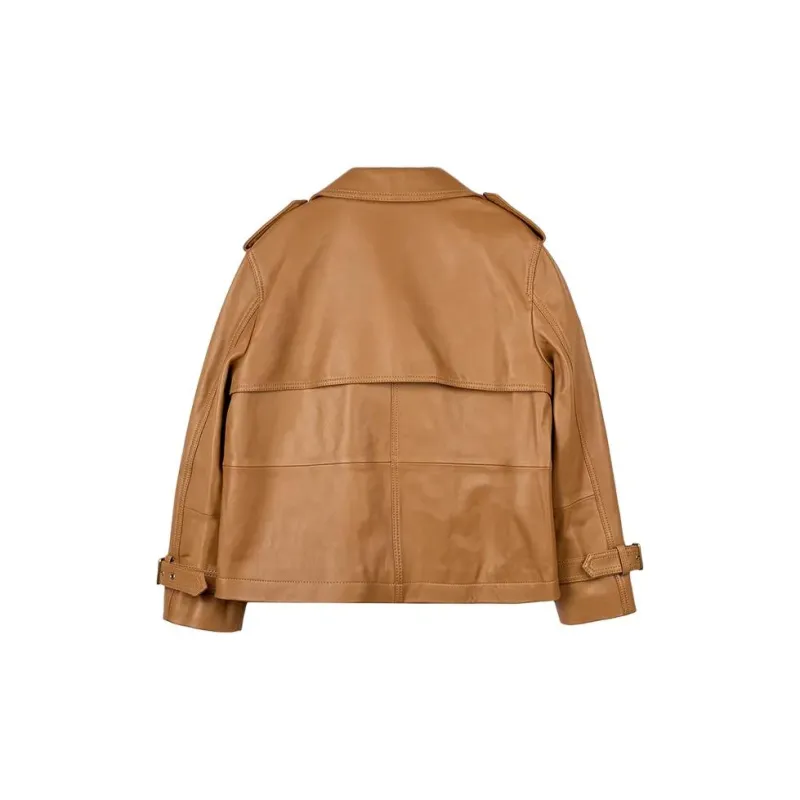 COACH SS24 Leather Jacket Women's Light Brown-1