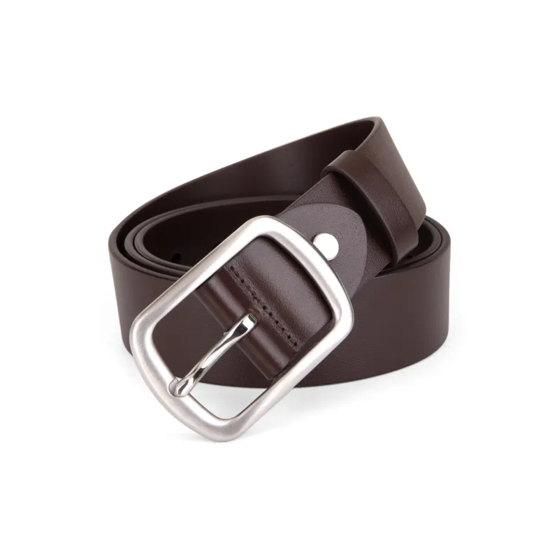 Cows Reign Business Stainless Steel Cross Pin Buckle Genuine Leather Belts Men's-0