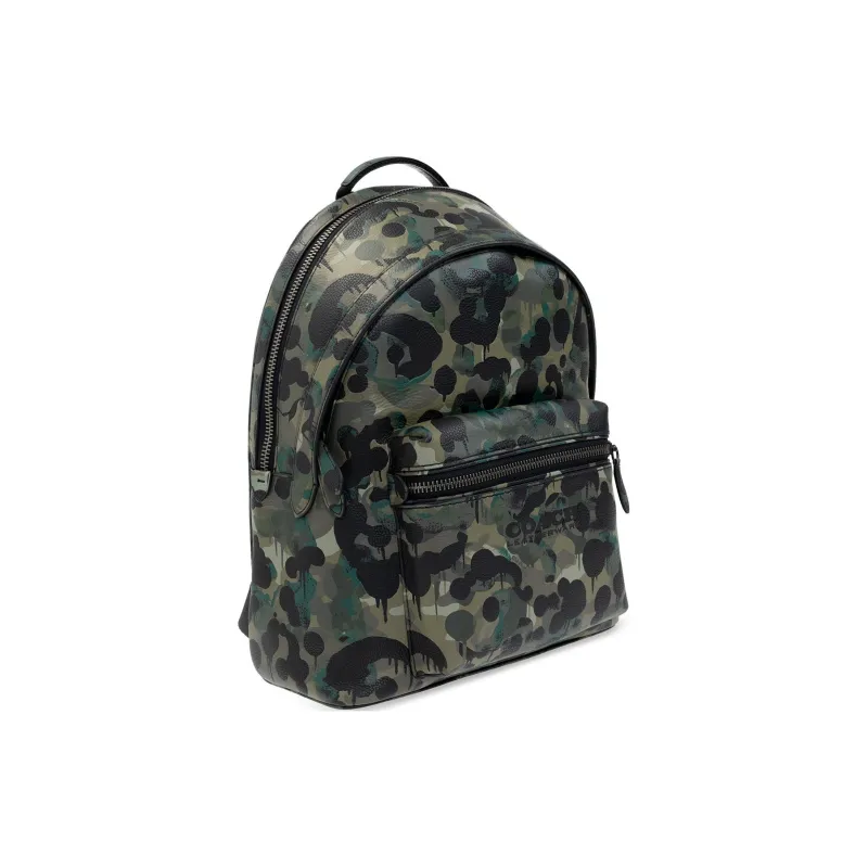 COACH Charter Pebbled Leather Backpack Large Size Men's Camouflage-4