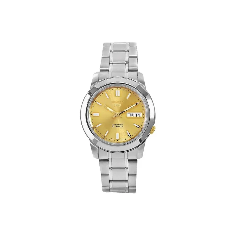 SEIKO Automatic Mechanical Movement Stainless Steel Strap Watch Unisex Gold Dial-0
