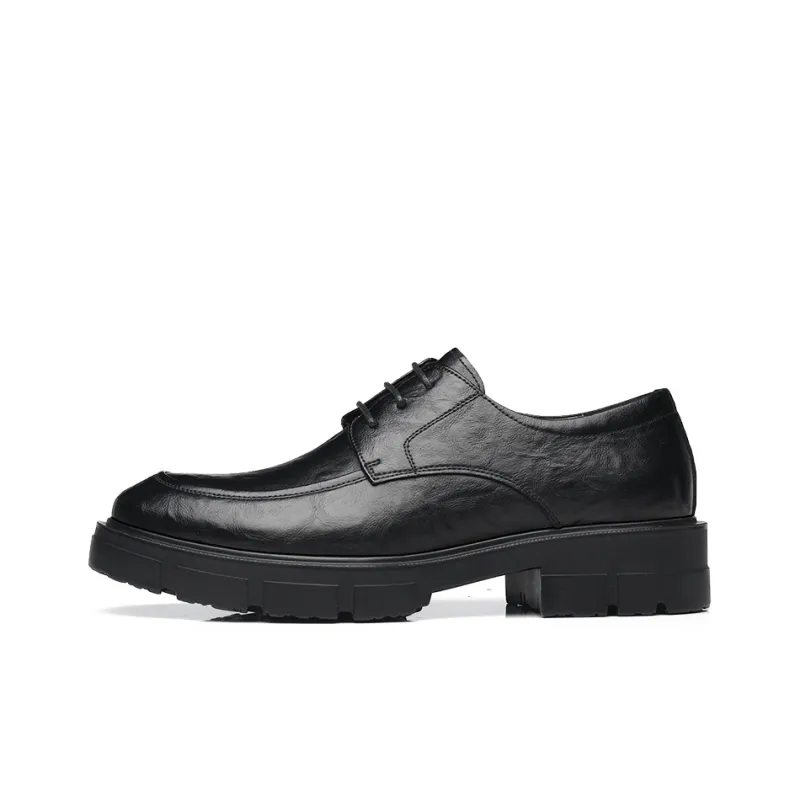 Shanpijiang Dress Shoes Men Low Top Black/Tea Brown-0
