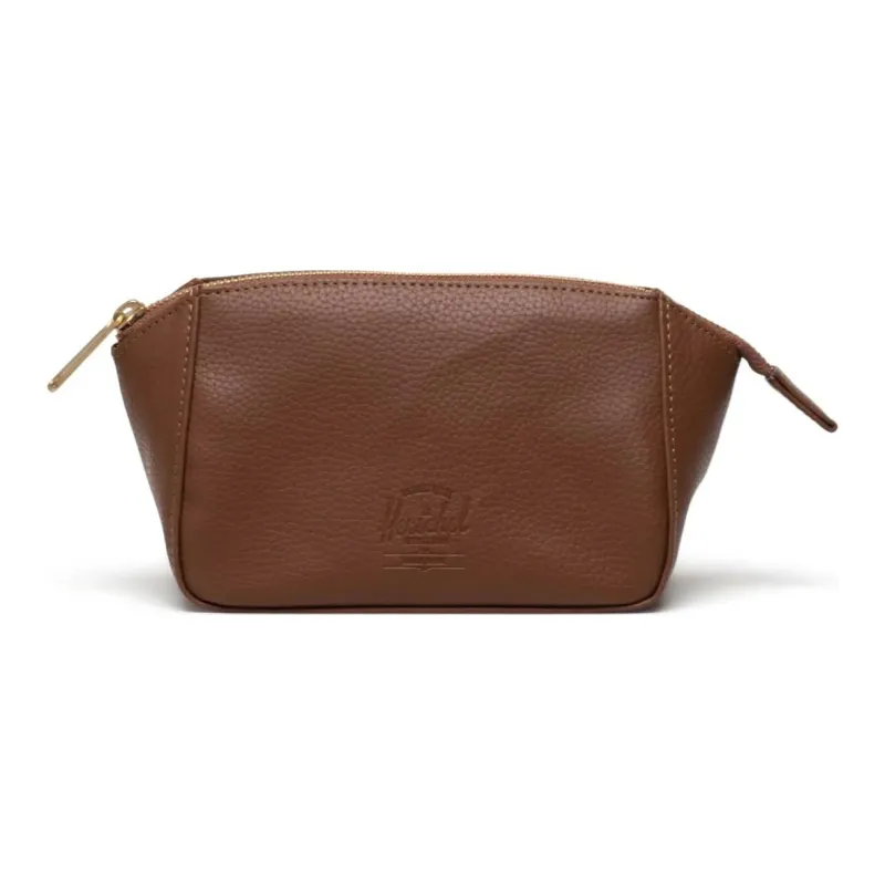 Herschel Pure Vegan Leather Makeup Bag Small Size Unisex Saddle Brown-0